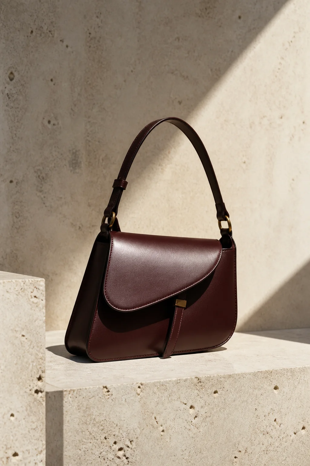 Contemporary burgundy leather bag by Sachetto